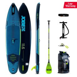 Aero Duna SUP Board 11.6 Package Steel Blue with Fiberglass Paddle Lime 2024