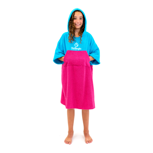 Surflogic Poncho junior cyan & neon pink 2024 - 59807 1 - Surflogic