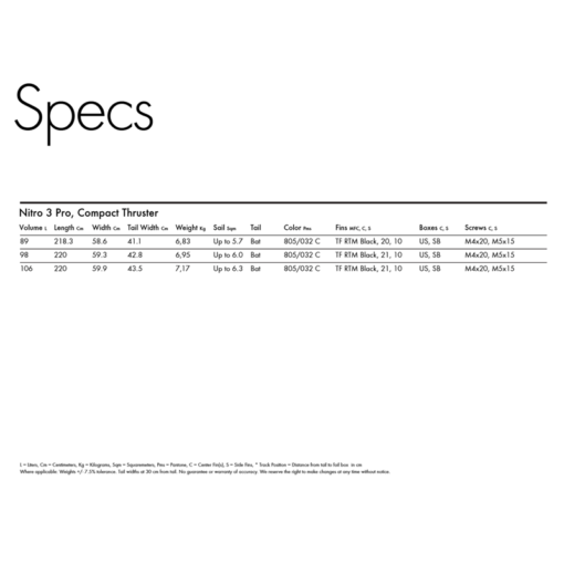 Goya Nitro Pro - Nitro Pro Specs - Goya