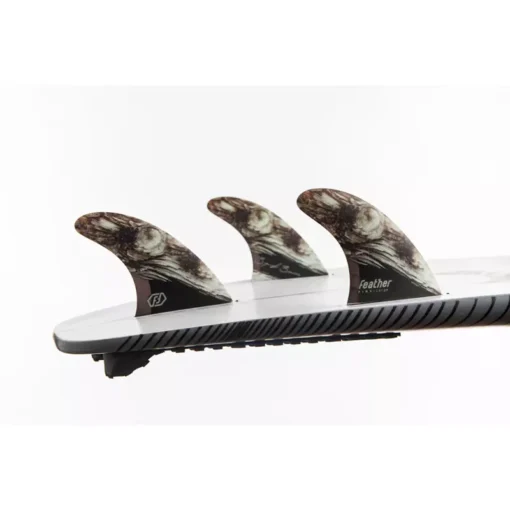 Feather Fins Shaper Series Thruster Bugarski Burn Wood Dual Tab - - Feather fins