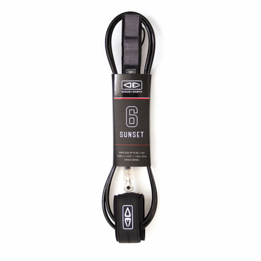 O&E Sunset Moulded Surfboard Leash - LS60 SUNSET 6 surfboard leash black 22 B - Ocean Earth